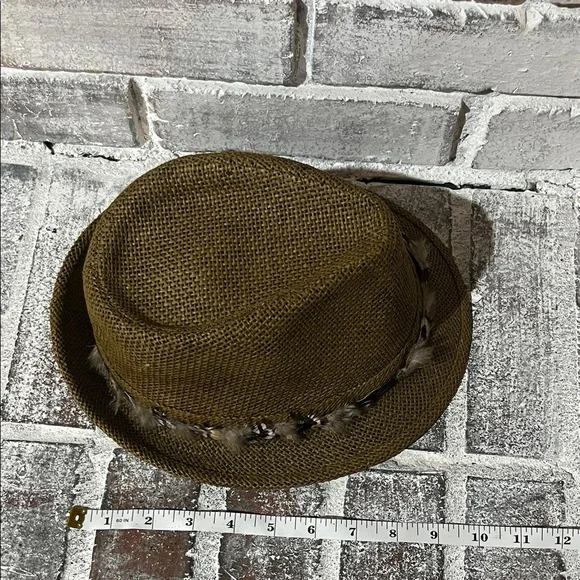 Brown Fedora Hat with Feather Band - Picture 5 of 16